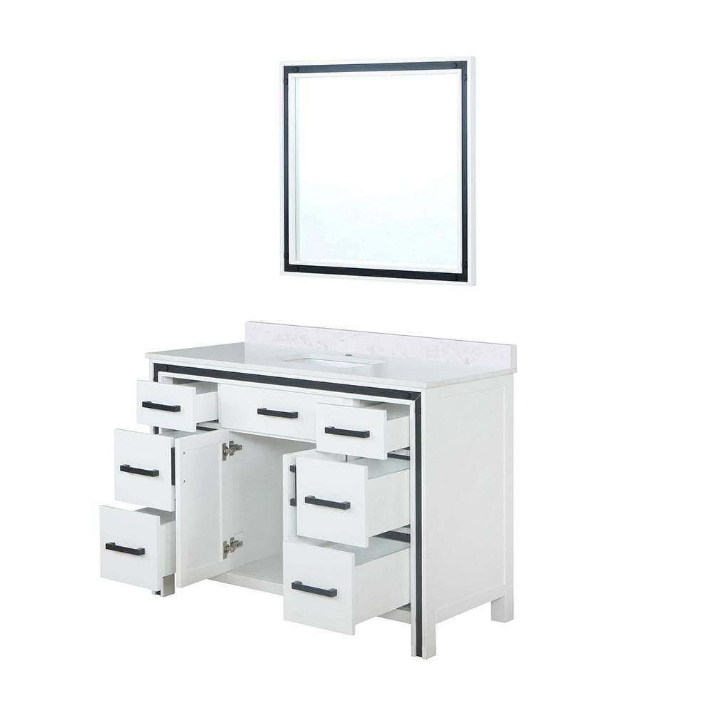 Ziva 48" White Cultured Marble Top Vanity with Mirror
