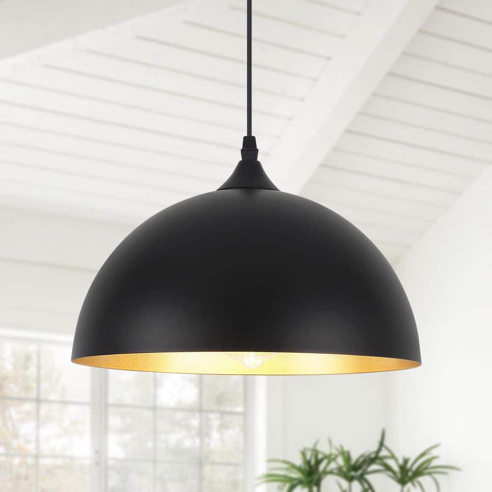 11.8 in. 1-Light Black Modern Plug In Pendant Lights with On/Off Dimmer Switch and Metal Dome Shade price history on PriceWatchPro
