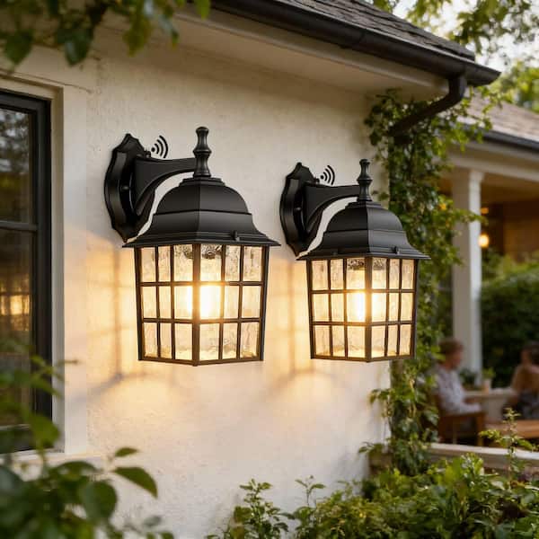 2-Pack Dusk to Dawn Waterproof Outdoor Light Fixtures with Photocell Sensor, Black