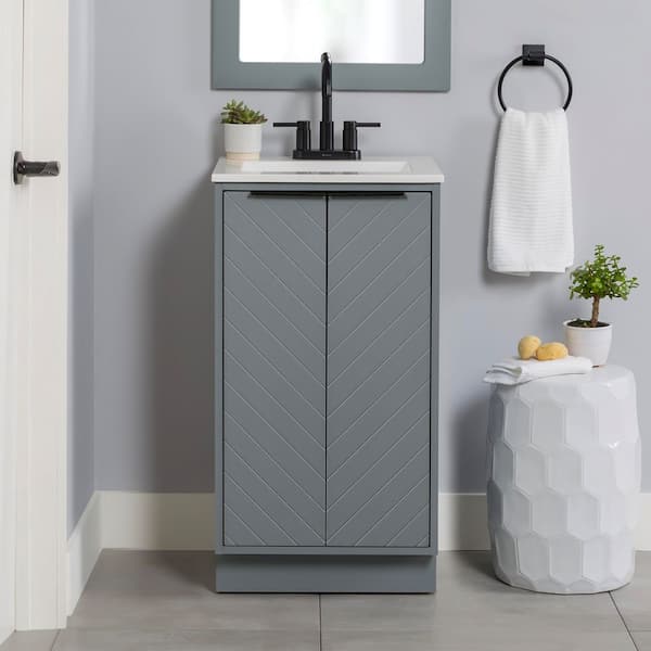 Lanier 19 in. Single Sink Laguna Blue Bath Vanity with White Cultured Marble Top (Assembled)