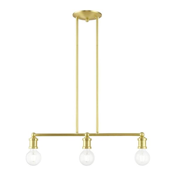 Livex Lighting Lansdale 3-Light Satin Brass Linear Chandelier