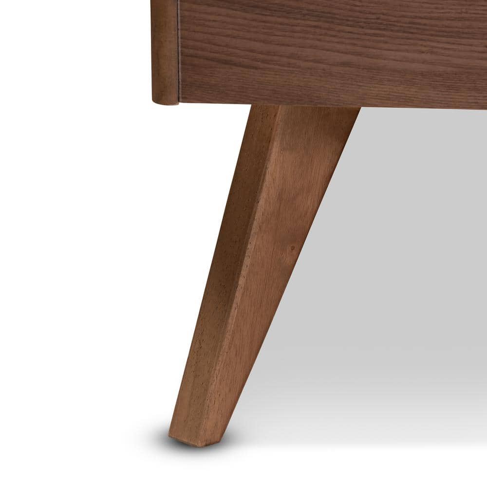 Walnut Brown Mid-Century Modern King Platform Bed