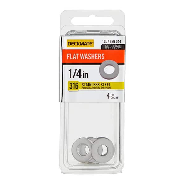 Marine Grade Stainless Steel 1/4 in. Flat Washer (4 Pieces)