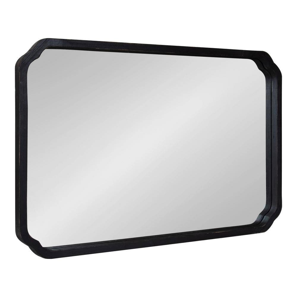 Marston Rectangular Rustic Black Wood Bathroom Vanity Mirror