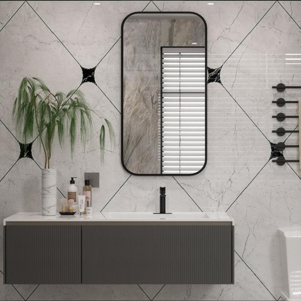 Matte Black Single Handle Mid Arc Bathroom Faucet