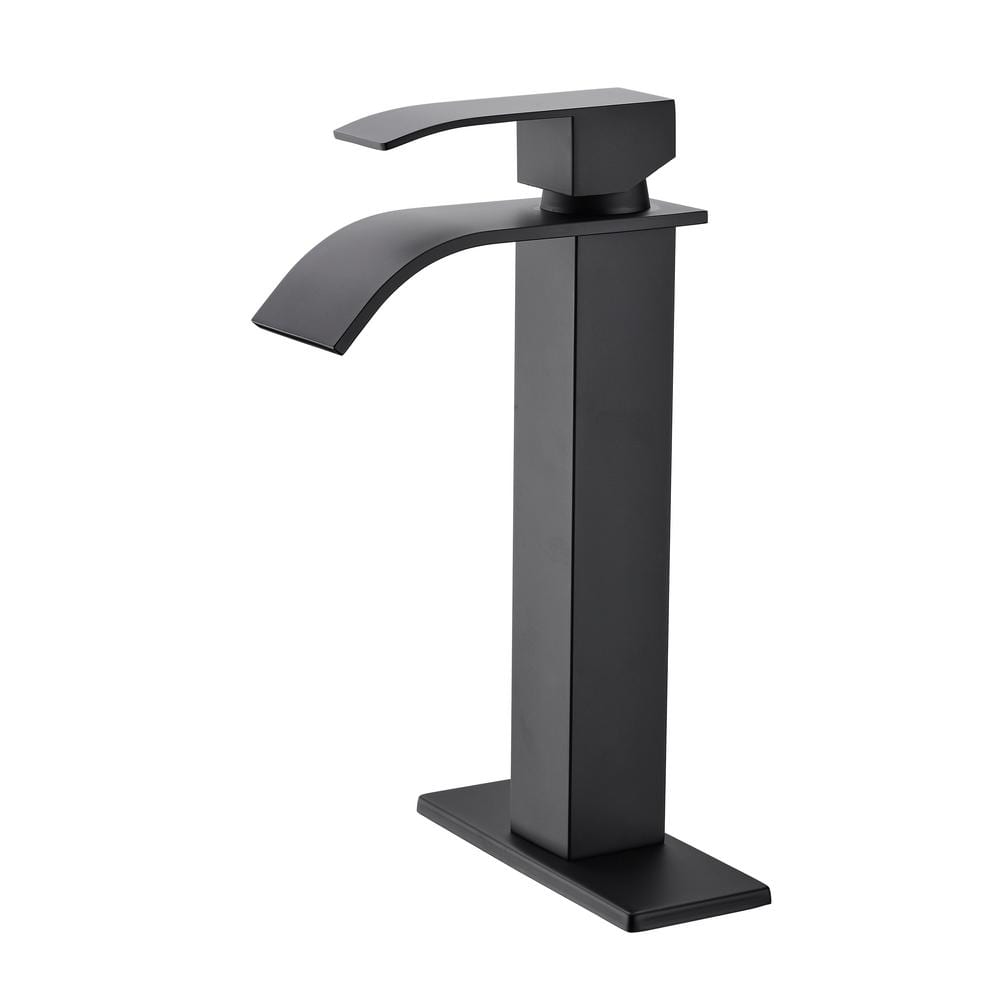 Single Handle Bathroom Vanity Sink Faucet in Matte Black Black, Residential