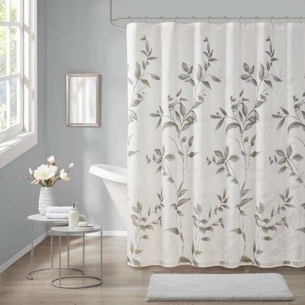 Madison Park Vera Grey 72 in. Burnout Printed Shower Curtain