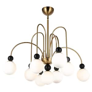 32. 3in. 9-Light Modern Chandelier, Large Milky Glass Ball Hanging Pendant Light for Restaurant Bar, G9 bulbs Included