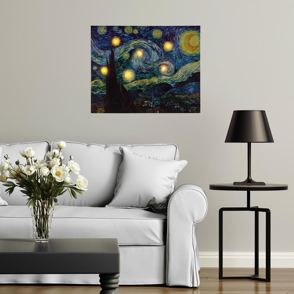 Van Gogh Starry Night Lighted Canvas and LED Candle Set