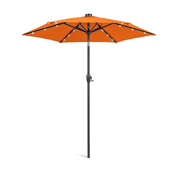 Unbranded 7.5 ft. Steel Market Solar Patio Umbrella in Orange with Push Button Tilt