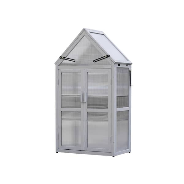 Unbranded 27.55 in. W x 16.14 in. D x 52.36 in. H Gray Mini Greenhouse Kit, Tiered Plant Stand for Outside, Indoor, Garden, Patio