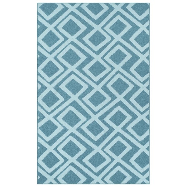 SUPERIOR Flagstone Blue 8 ft. x 10 ft. Modern Geometric Polypropylene Area Rug