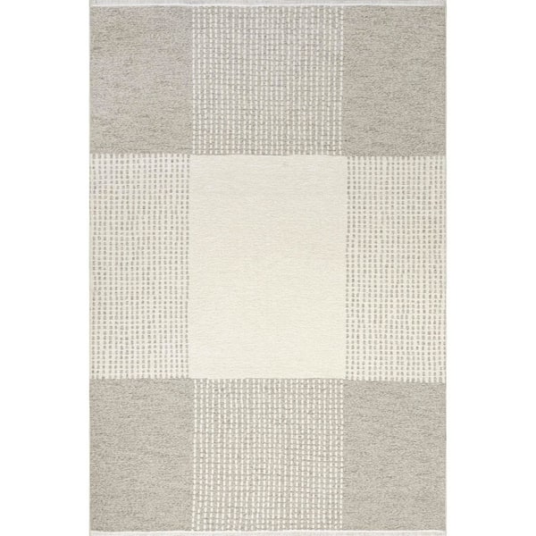 nuLOOM Kirby Cream 7 ft. 10 in. x 10 ft. Plaid Reversible Machine Washable Area Rug Area Rug