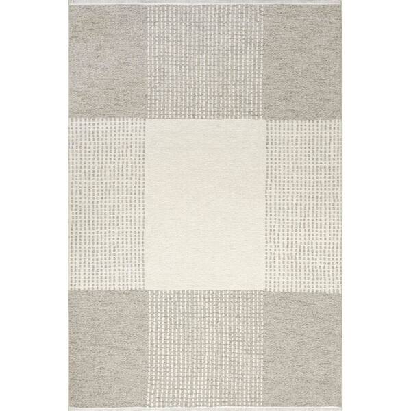 nuLOOM Kirby Cream 4 ft. x 6 ft. Plaid Reversible Machine Washable