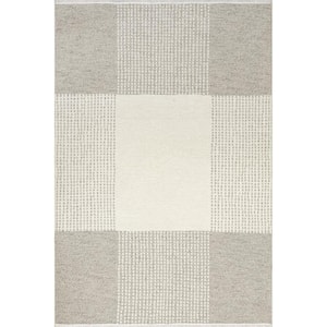 Kirby Cream 4 ft. x 6 ft. Plaid Reversible Machine Washable Area Rug