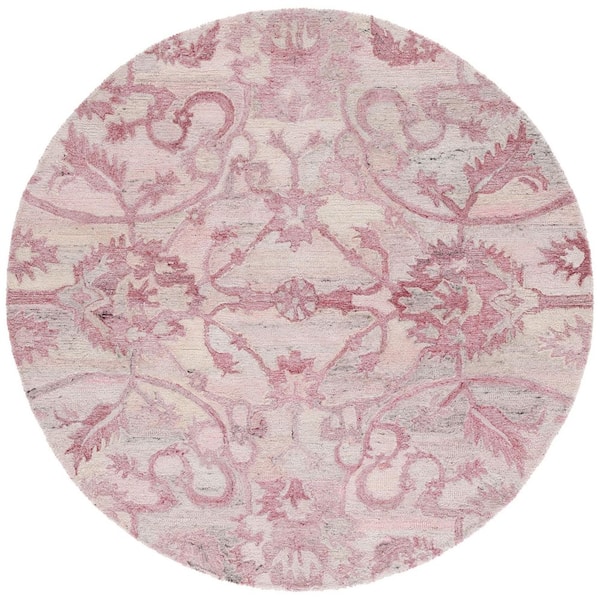 SAFAVIEH Anatolia 6 ft. x 6 ft. Light Pink Traditional Garden Round Area Rug