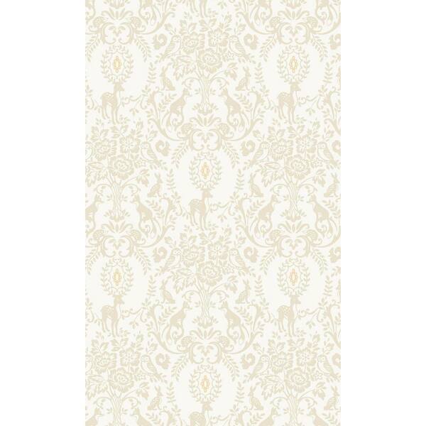 Walls Republic Beige Non-Pasted Floral Damask With Animal Kids Shelf Liner Non-Woven Wallpaper Double Roll (57 sq. ft.)