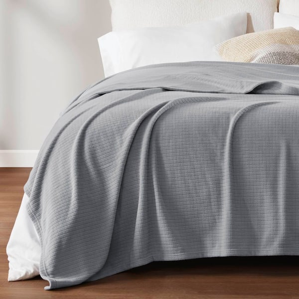 TRUE NORTH Microfleece Grey Polyester Twin Quilted Blanket