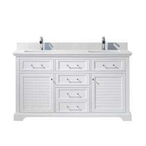 Lorna 60 in. Bath Vanity in White with Composite Vanity Top in White with White Basin