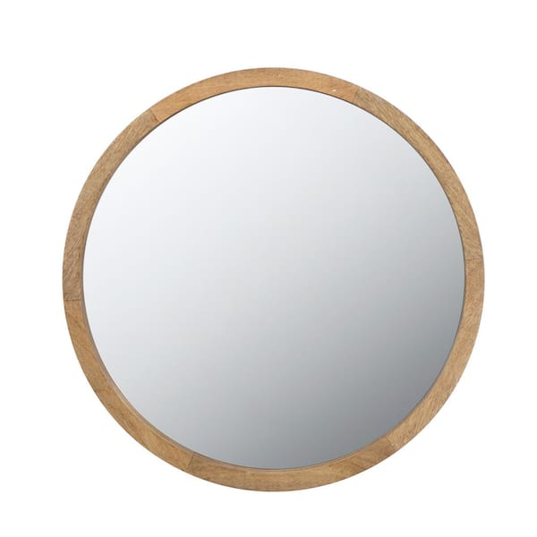 Miscool Anky 19.7 in. W x 19.7 in. H Wood Framed Brown Wall Mounted Decorative Mirror