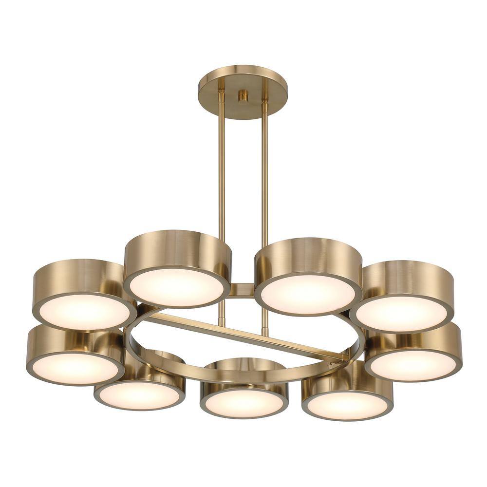 Noble Brass and Crystal 9-Light LED Chandelier