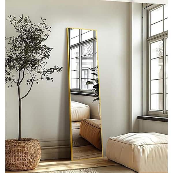 金の椅子 Gold 15 in. W x 56 in. H Rectangle Aluminum Full Length Mirror