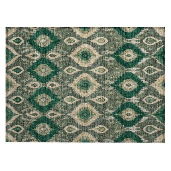 Chantille Machine Washable Indoor/Outdoor Abstract ACN3120 Emerald 2 ft. x 3 ft. Accent Rug