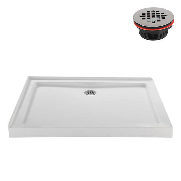 NT-344-482-RH 48 in. L x 32 in. W Corner Acrylic Shower Pan Base, Glossy White with Right Drain, ABS Drain Included