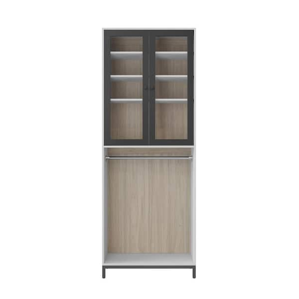 Olive/White Metal Freestanding Open Closet with 4 Shelves