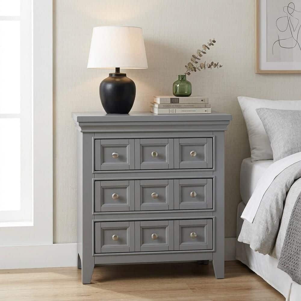 Pheby Gray 3 Drawers with USB Outlet 26 in. W Nightstand price history on PriceWatchPro