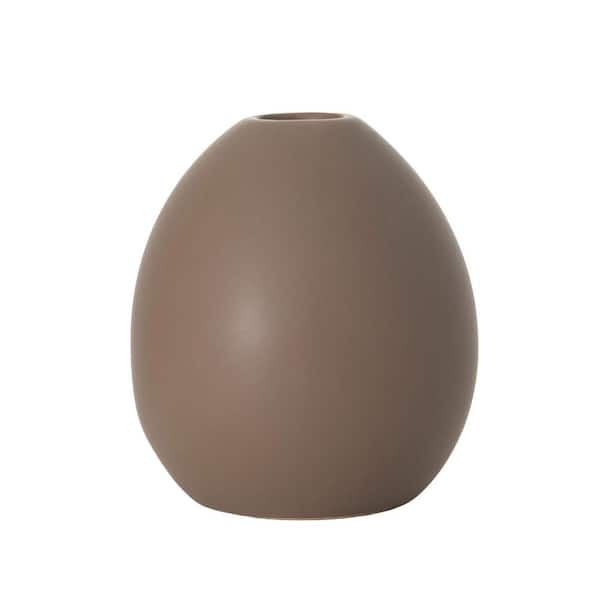 SULLIVANS 7.5 in. Modern Matte Brown Oval Vase, Ceramic