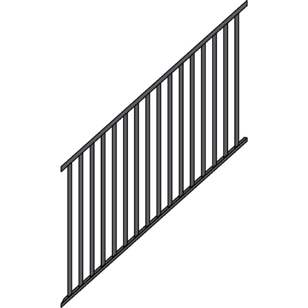 Cinch 8 ft. x 34 in. Steel Satin Black Stair Rail Panel with Square