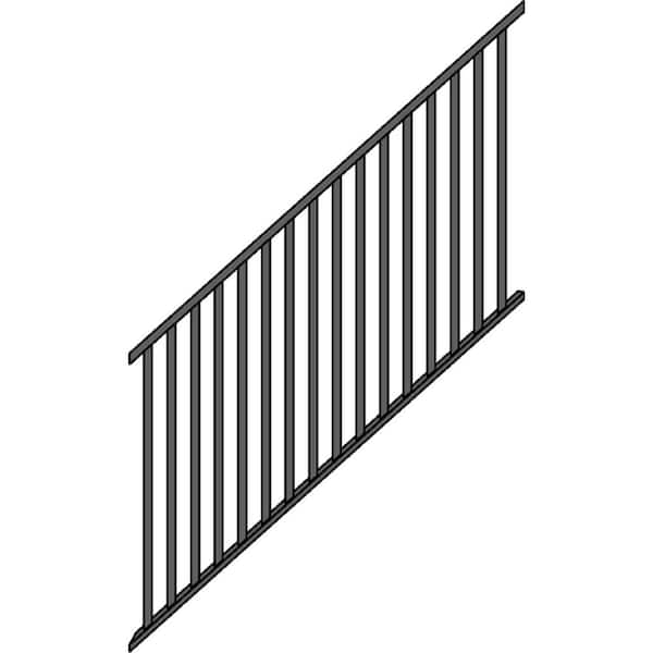 Cinch 8 ft. x 34 in. Steel Satin Black Stair Rail Panel with Square ...