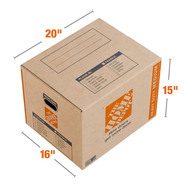 20 in. L x 16 in. W x 15 in. D Heavy-Duty Medium Moving Shipping and Packing Box with Handles