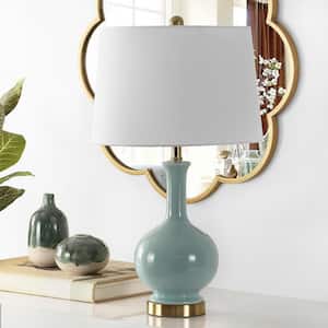 Bowie 26 in. Robins Egg Blue Table Lamp with White Shade