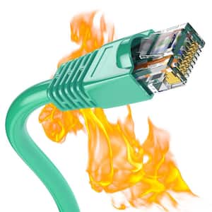 100 ft. Green CMP Cat 6E 600MHz 23AWG Solid Bare Copper Ethernet Network Cable with RJ78 Ends Heat UV Resistance