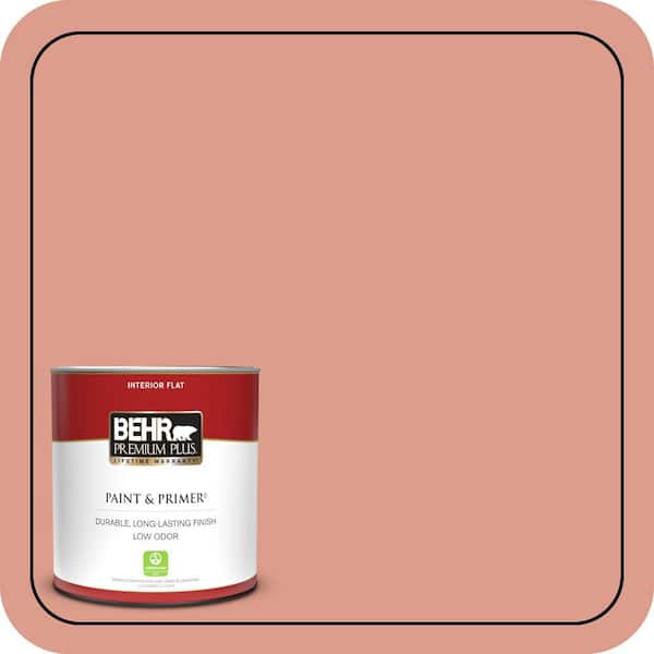 BEHR PREMIUM PLUS 1 qt. #210D-4 Medium Terracotta Flat Low Odor Interior Paint & Primer