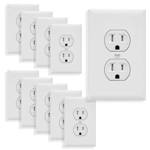 15 Amp Tamper Resistant Duplex Outlet with Midsize Wall Plate, White (10-Pack)