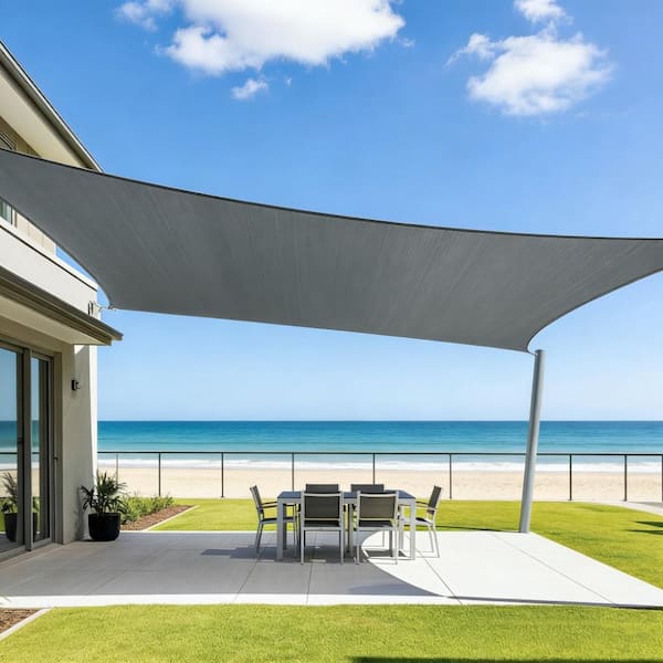 workpoint 12 ft. x 20 ft. Gray Rectangle Sun Shade Sail for