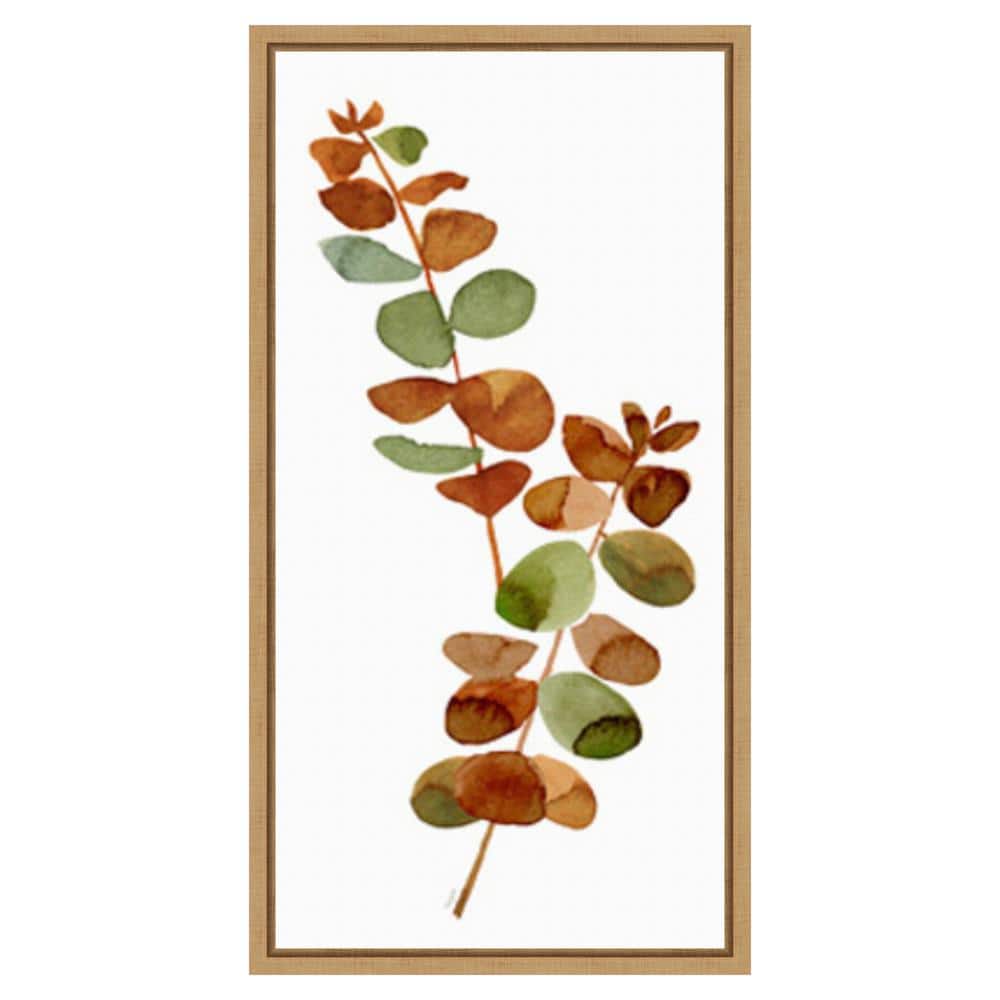 Fall Inspiration I Green and Brown Canvas Wall Art with Maple Frame
