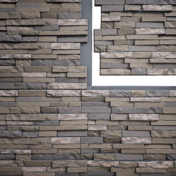 EverStone Eldorado Faux Stone Panel, 48"W x 25"H x 1"D, Smoke Color