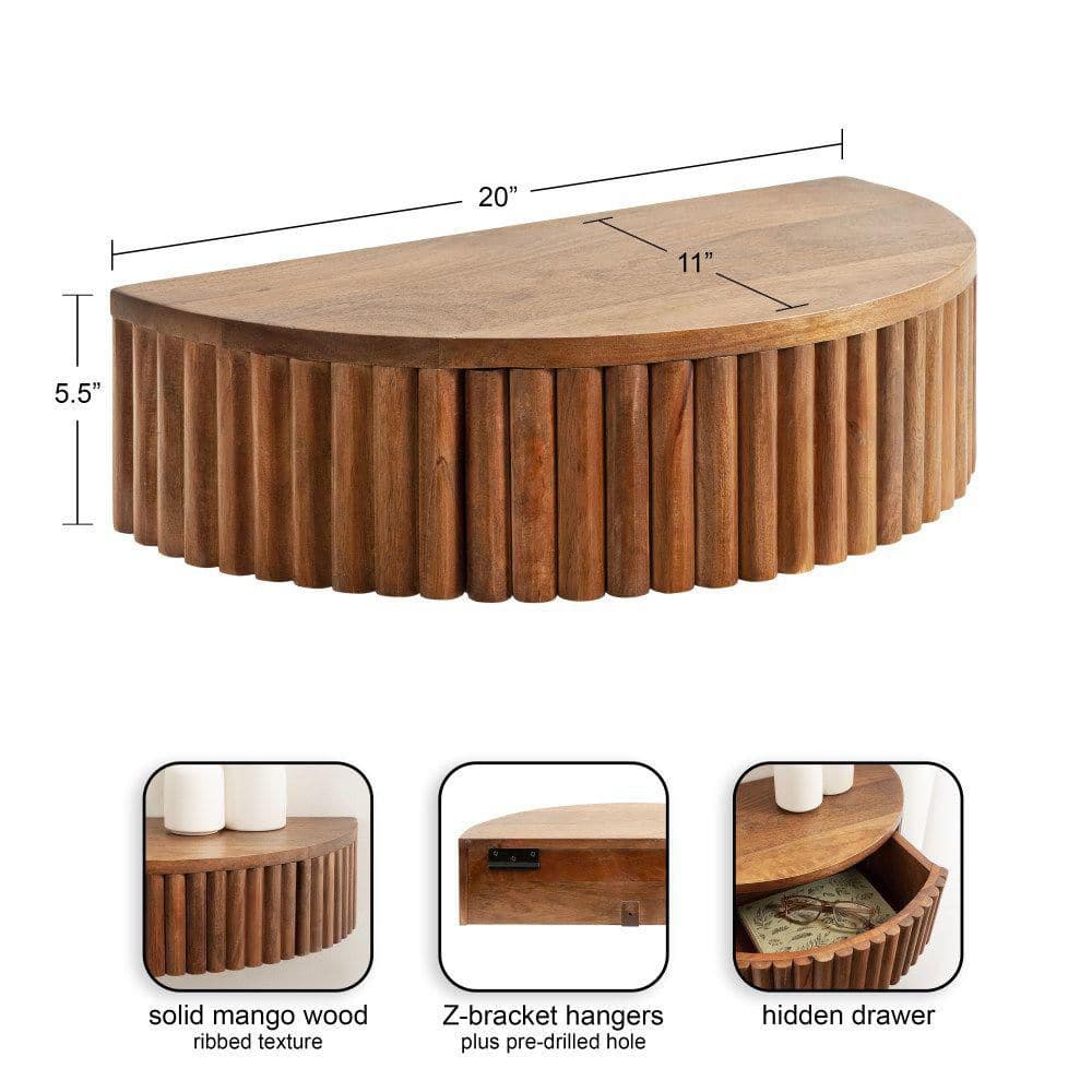 Reid 20.00 in. Walnut Brown Half Circle Solid Wood End Table - thumbnail 4