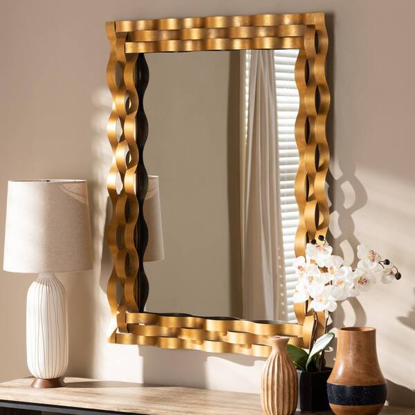 Baxton Studio Large Rectangle Antique, Large Gold Wall Mirror