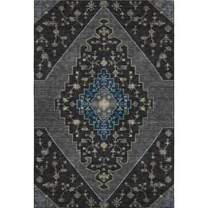 Mayfield Premium Machine Washable Abstract AMF2472 Black 5 ft. x 7 ft. 6 in. Area Rug