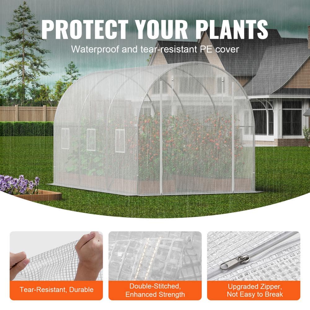 Large White Walk-In Tunnel Greenhouse with Galvanized Steel Frame