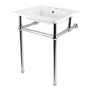 Fauceture 25 in. Ceramic Console Sink Set with Brass Legs in White/Polished Chrome