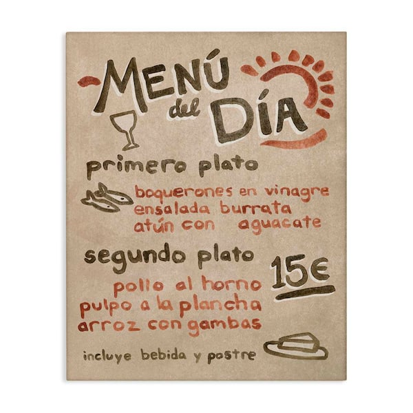 Stupell Industries Spanish Restaurant Menu by June Erica Vess Unframed Food Graphic Art Print 30 in. x 24 in.