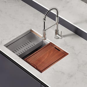 Rivage Stainless Steel 27 in. Single Bowl Undermount Workstation Kitchen Sink