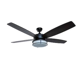 Palisade 52 in. LED Indoor/Outdoor Matte Black Ceiling Fan with Light Kit and Remote Control