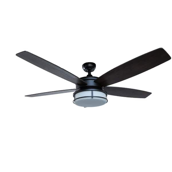 BLUE MOUNTAIN FANS Palisade 52 in. LED Indoor/Outdoor Matte Black Ceiling Fan with Light Kit and Remote Control